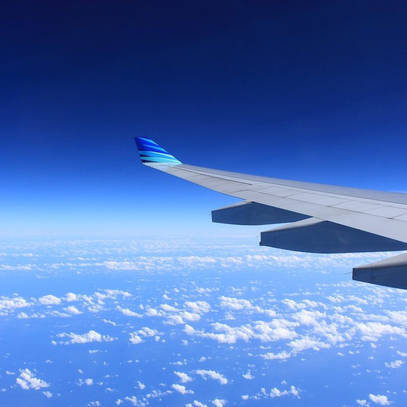 Airplane in a blue sky