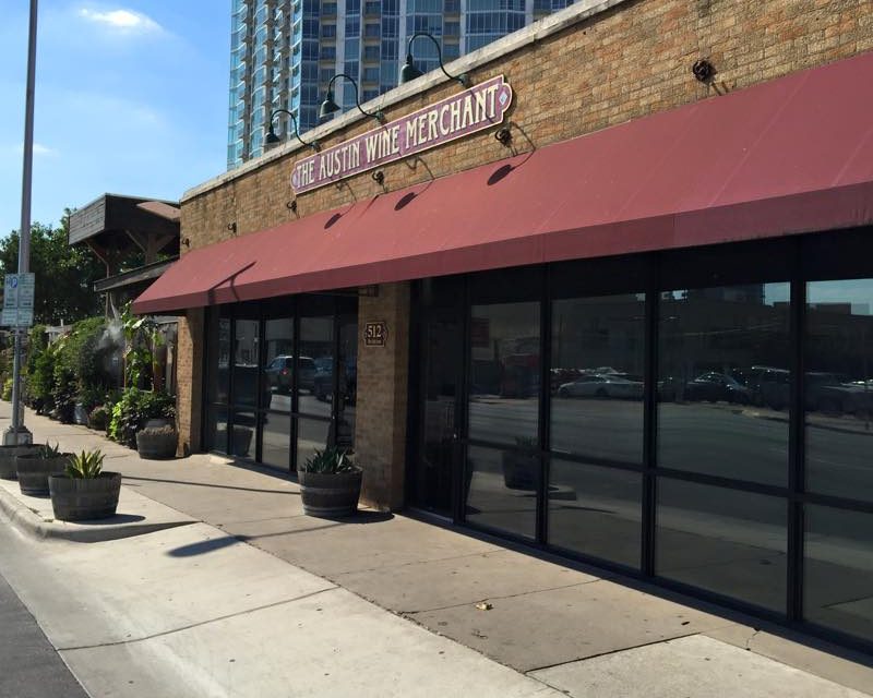 The storefront of The Austin Wine Merchant in Texas.