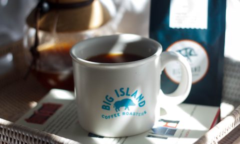 A cup of coffee from Big Island Coffee.
