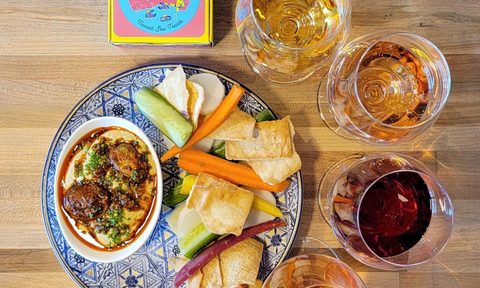 Wine and tinned fish from Tiny Fish Co.