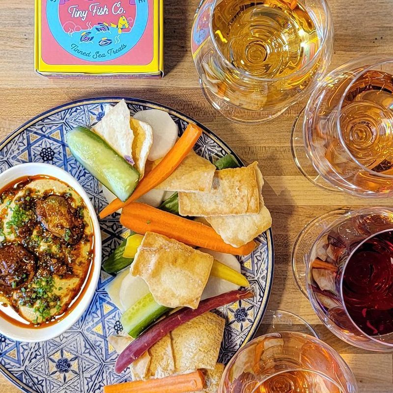 Wine and tinned fish from Tiny Fish Co.