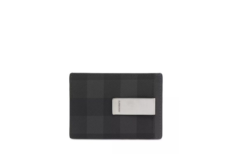 Burberry London Check Money Clip on a gray background.