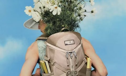 Dior backpack with flowers in it