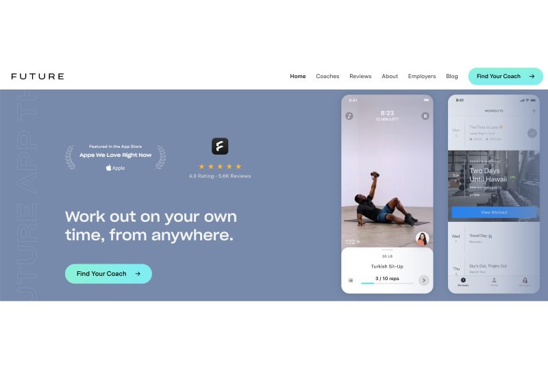 Screenshot of the Future co app website.