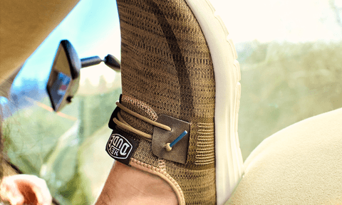 HEYDUDE Sirocco Beige style on dash during relaxing ride.