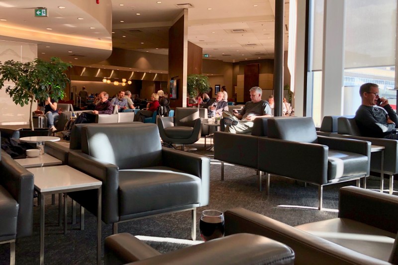 Interior of people in airport lounge