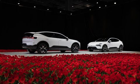Polestar 3 and Polestar 4 on stage during unveiling ceremony