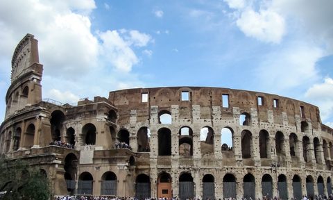 Tourists sightseeing in Rome.