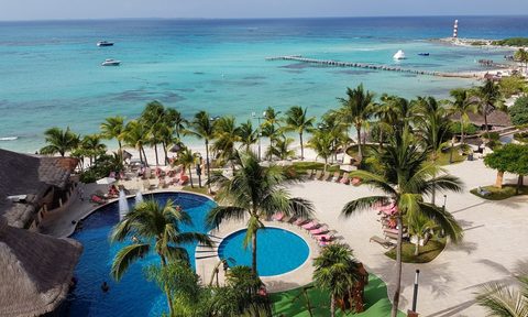 A view of a resort in Cancun, Mexico.