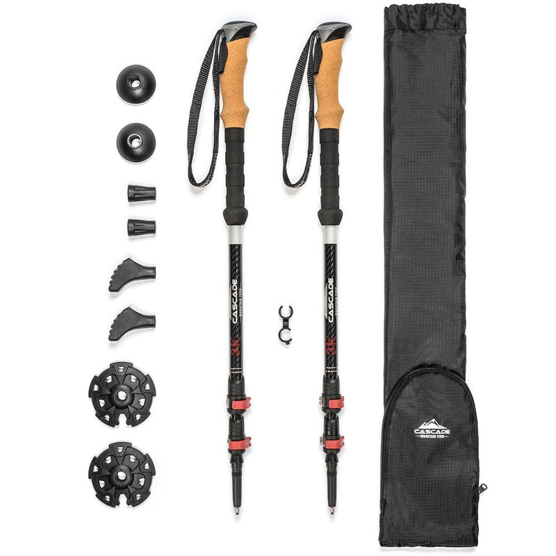 CMT 3K Carbon Fiber Quick Lock Trekking Poles Cork Grip on a plain white background.