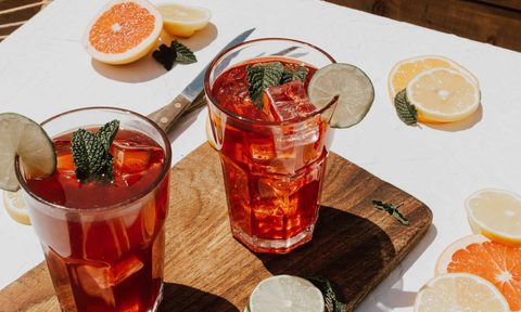 Glasses of kombucha.