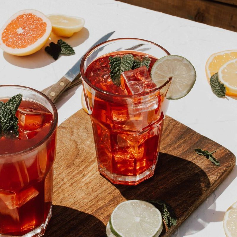 Glasses of kombucha.
