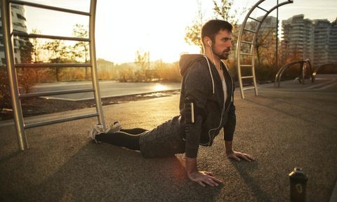 Man doing yoga.