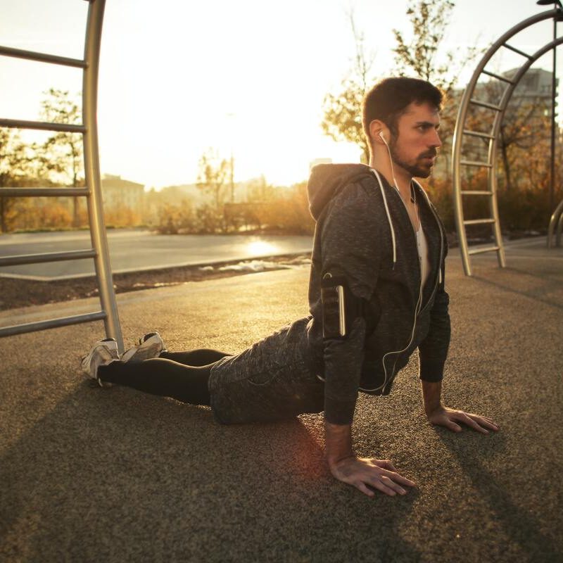 Man doing yoga.