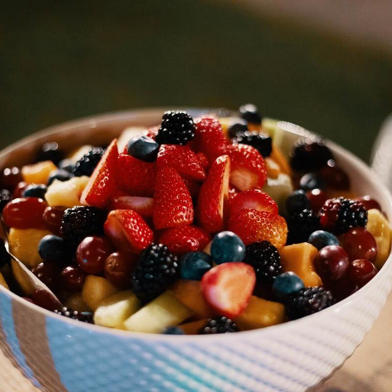 Fruit salad in a bowl.