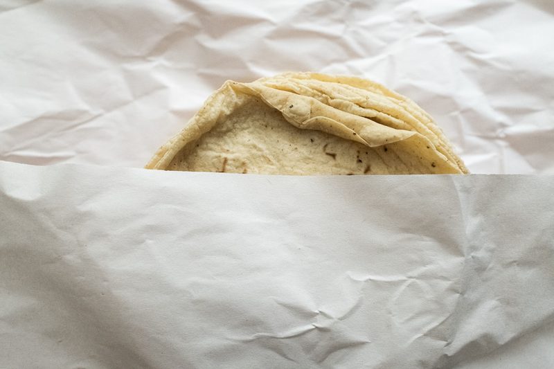 Tortillas in parchment paper
