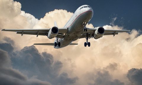An airplane mid-flight