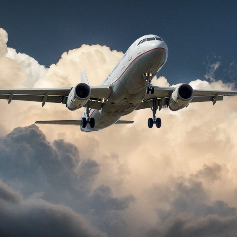 An airplane mid-flight