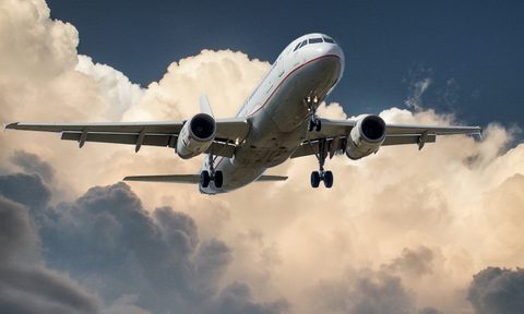 An airplane in the sky
