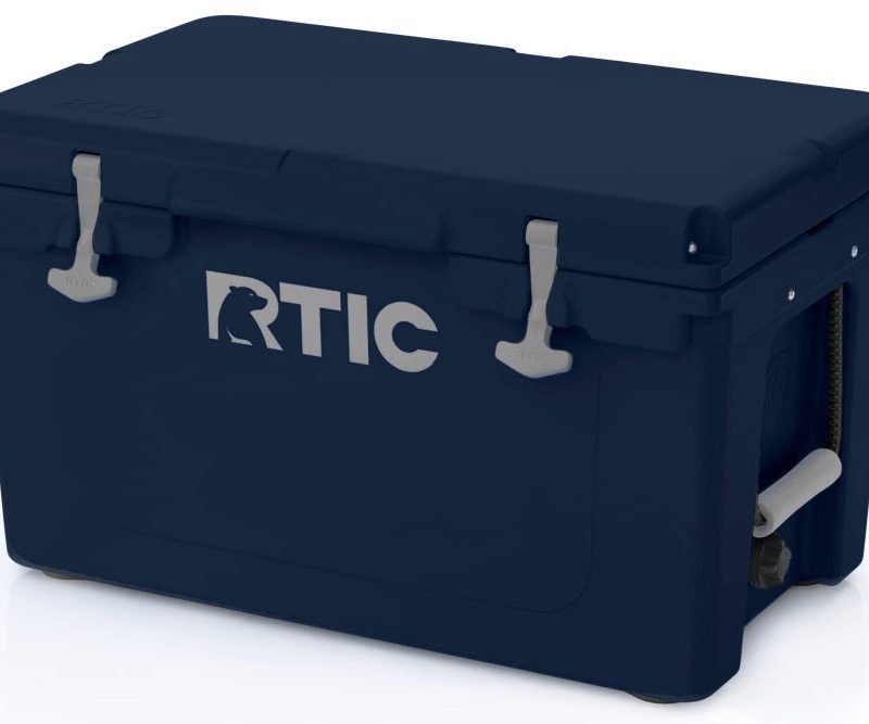 RTIC 45 QT Hard Cooler (in navy) on a plain white background.