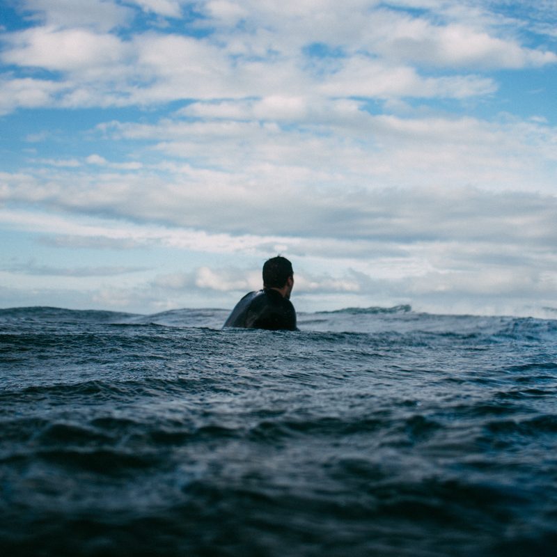 Man swimming in the ocean