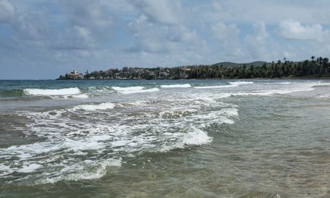 A view of the private beach at the Wyndham Palmas Beach & Golf Resort in Humacao, Puerto Rico.
