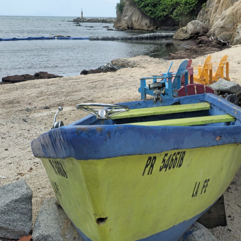 A boat by the marina near the Wyndham Palmas Beach & Golf Resort in Humacao, Puerto Rico.