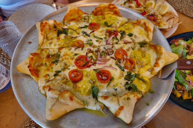 The famous Sunflower Pizza at the Wyndham Palmas Beach & Golf Resort in Humacao, Puerto Rico.