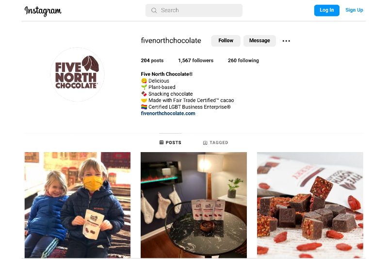Five N0orth Chocolate Instagram page.