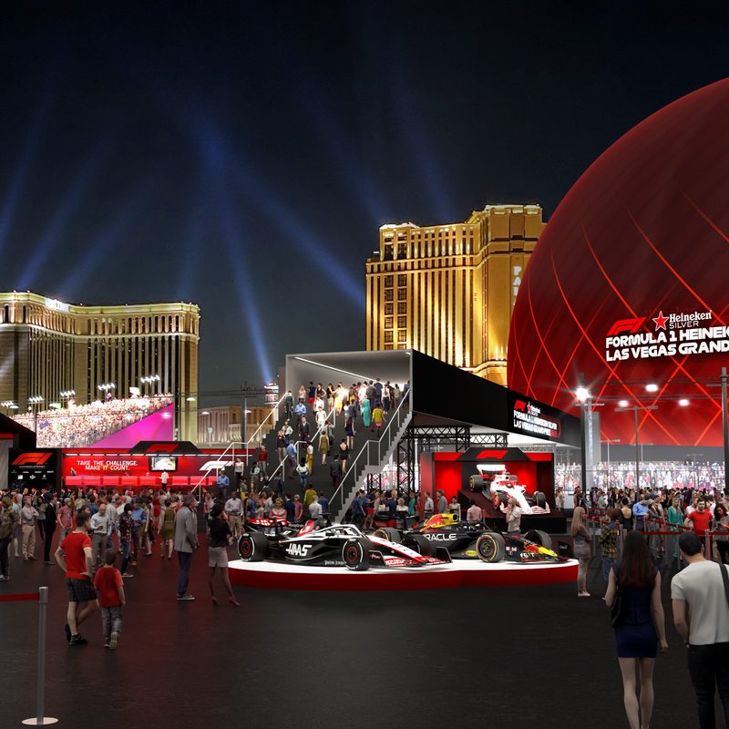 Rendered image of fans attending the F1 Las Vegas Grand Prix