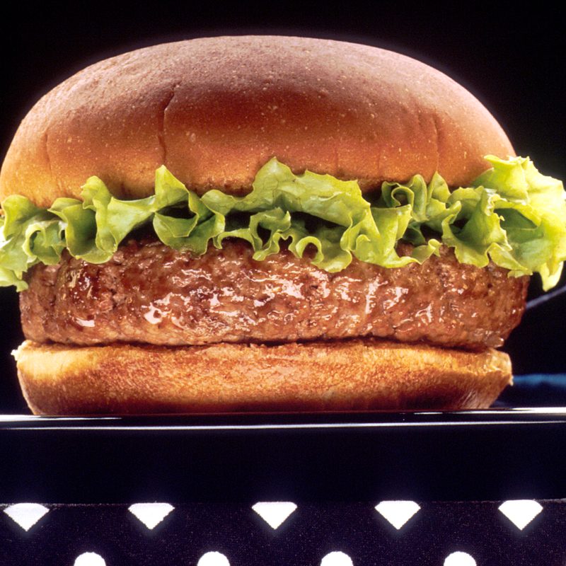 Beef hamburger patty with lettuce