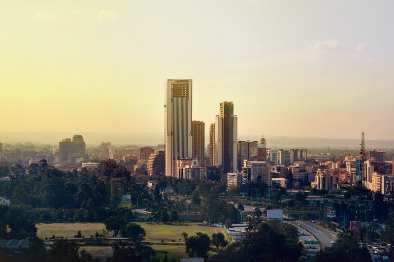 Aerial view of downtown Nairobi, Kenya.