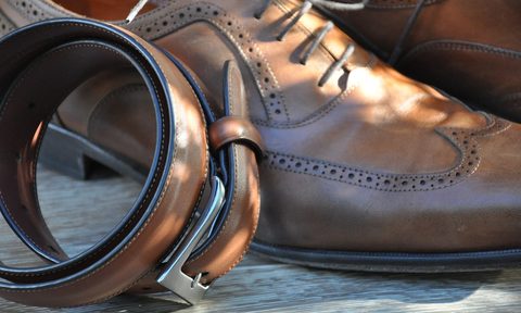 Oxford dress shoes and a belt