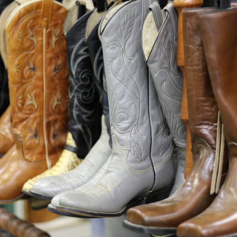 Cowboy boots in a row