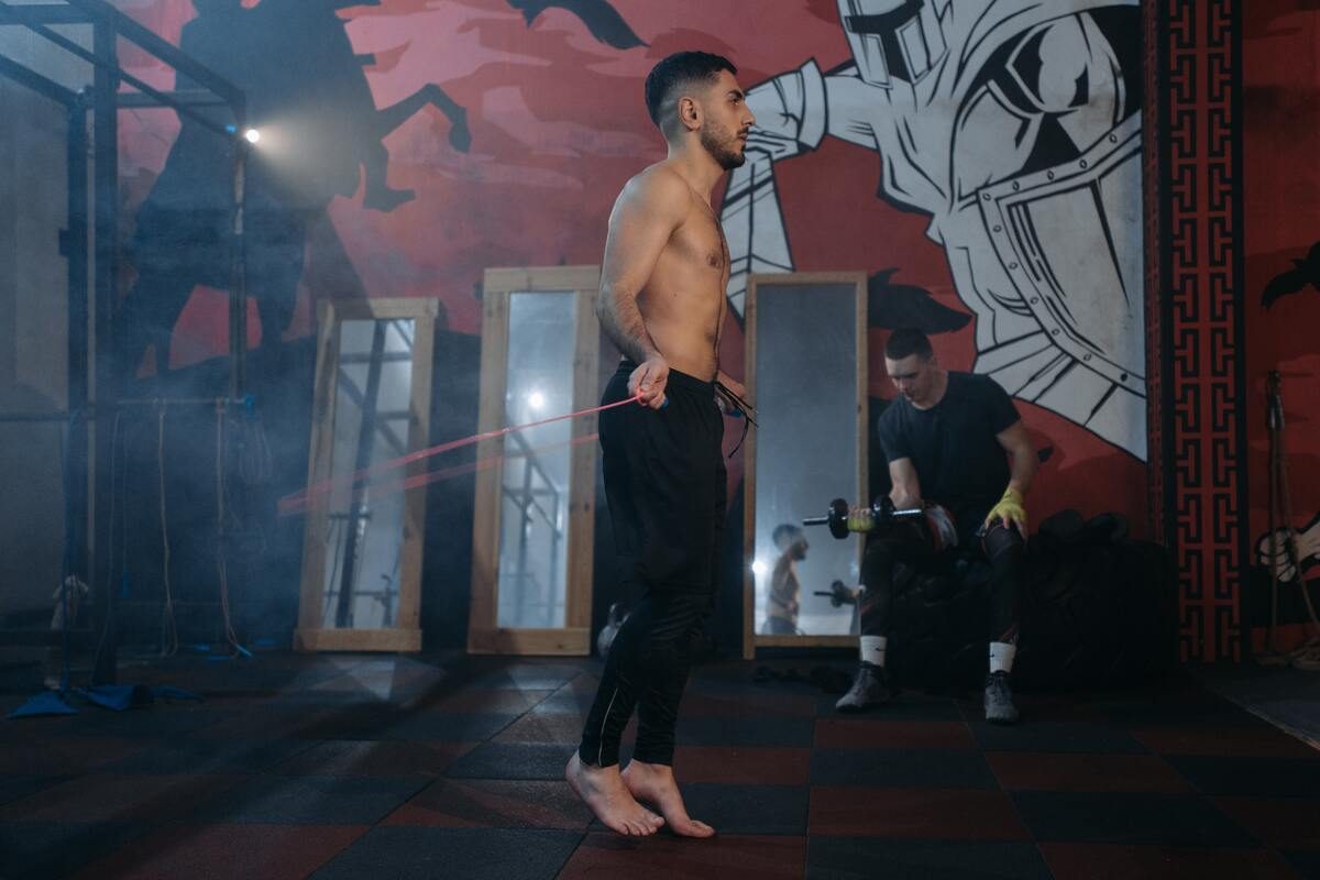 Man using a jump rope.