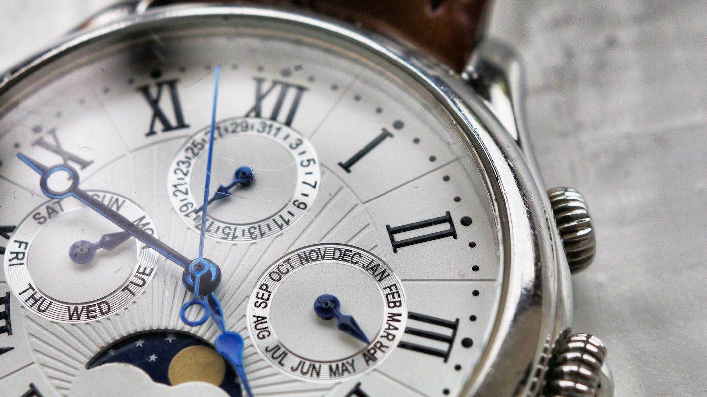 A silver luxury watch