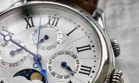 A silver luxury watch