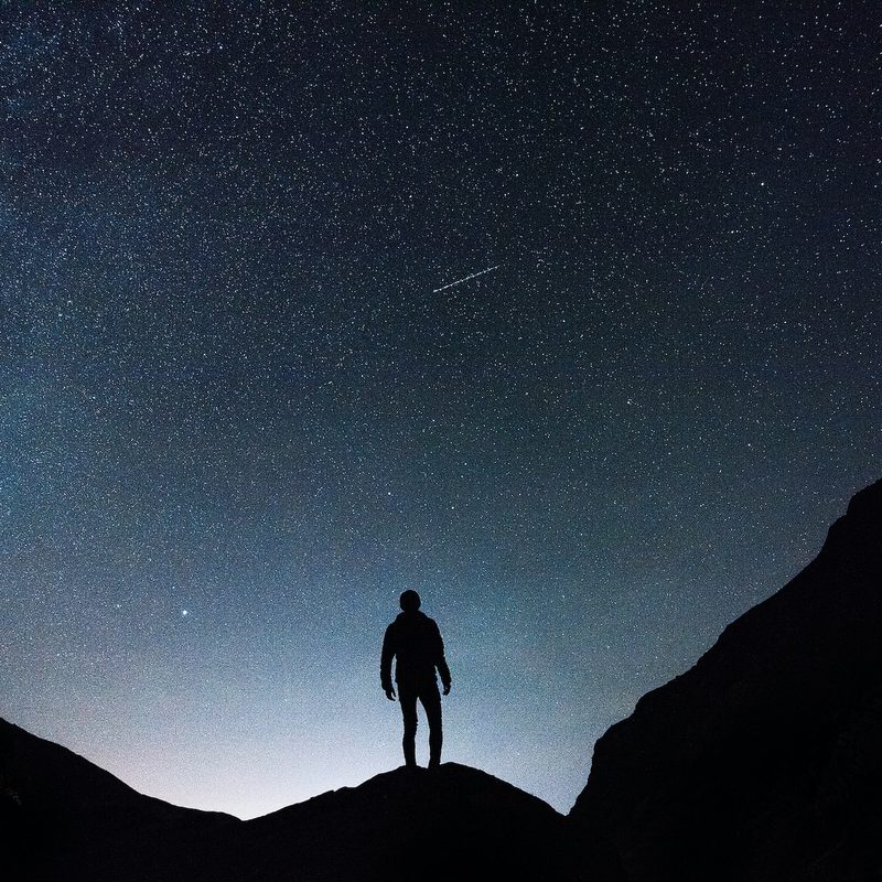 A man stargazing