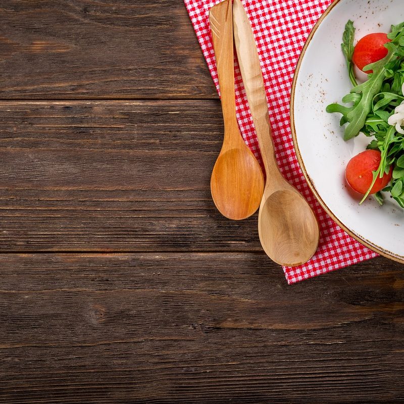 Salad on a wooden table