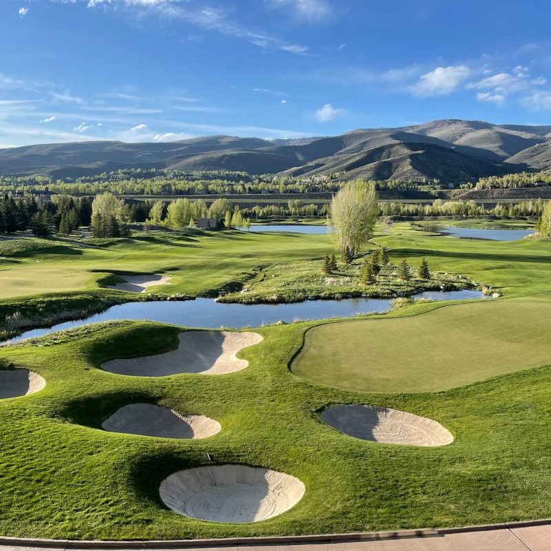 A gorgeous view of an empty golf course.