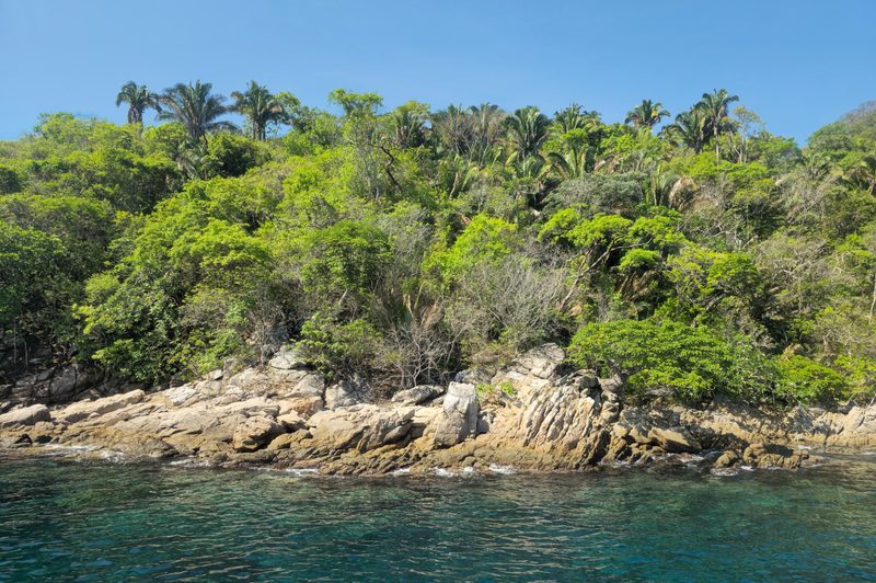 The spectacular natural scenery at Playa Majahuitas near Puerto Vallarta, Jalisco, Mexico.