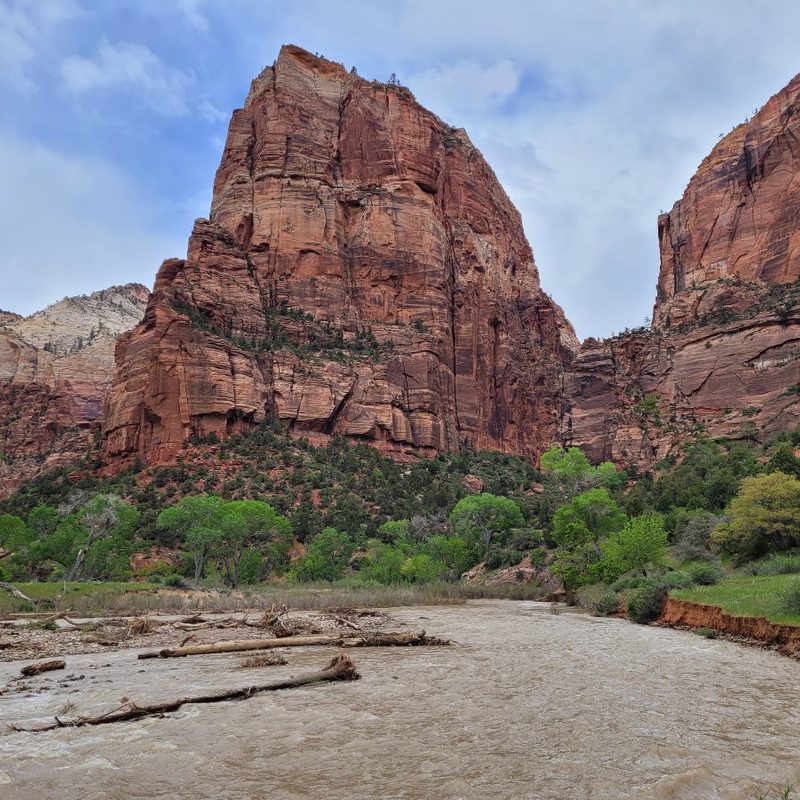 Angel's Landing, as seen from below at The Grotto