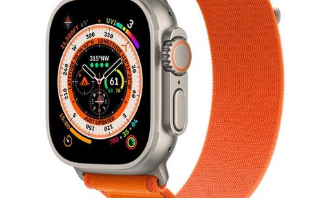 Apple watch with Orange Alpine Loop