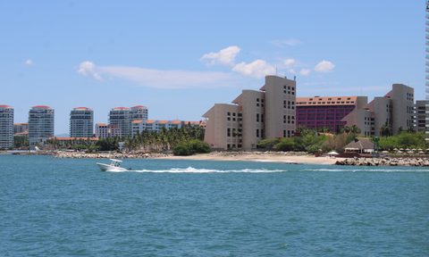 A view from Banderas Bay of The Westin Resort & Spa, Puerto Vallarta, in Puerto Vallarta, Jalisco, Mexico.