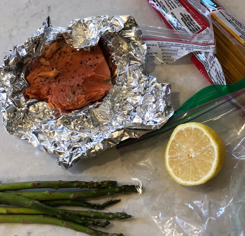 Leftover salmon in foil