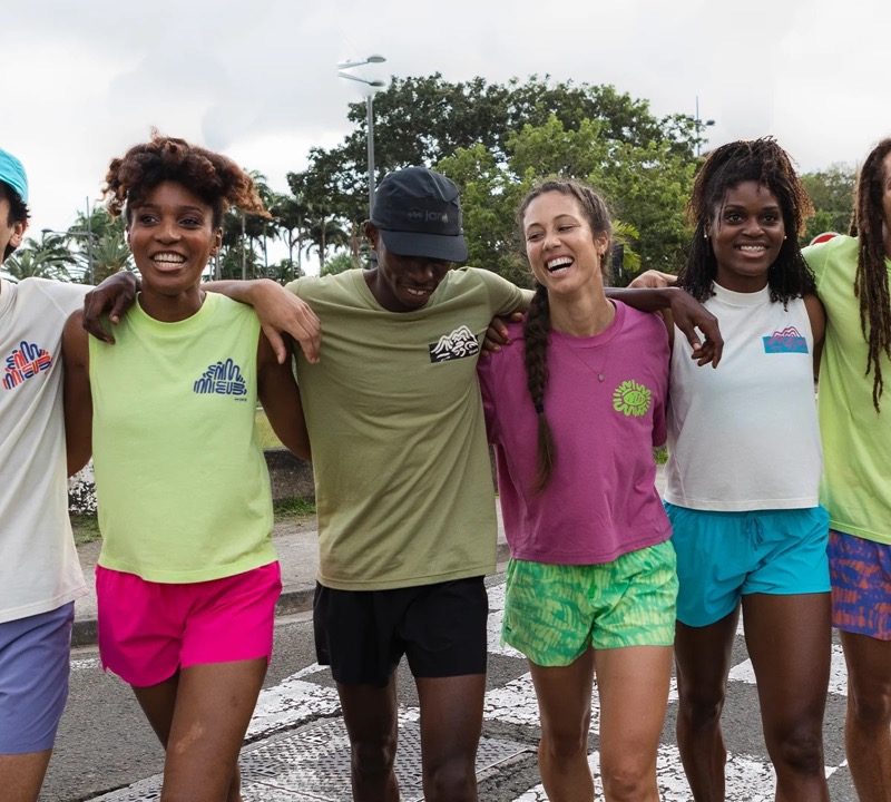 A line of Janji trail running athletes.