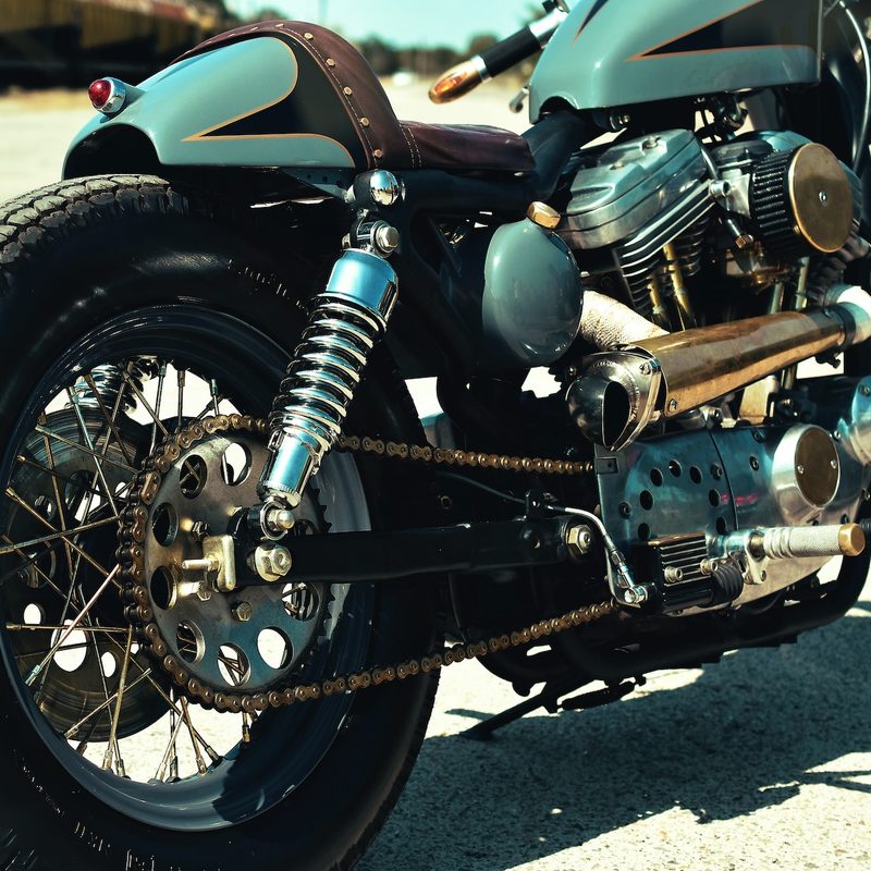 A close-up photo of a motorcycle
