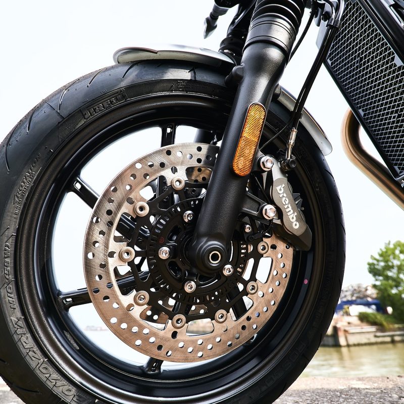 Close up image of a motorcycle tire