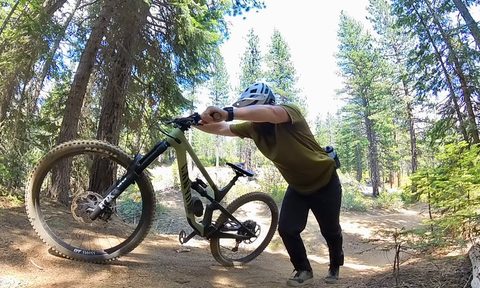 Pushing the Canyon Spectral back to the top of the hill