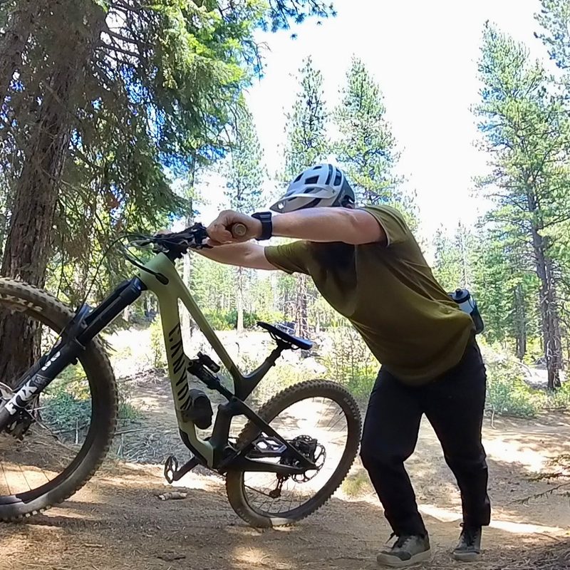 Pushing the Canyon Spectral back to the top of the hill